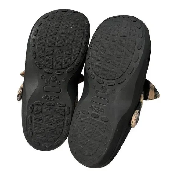 Loeffler Randall Ezra Rubber Sport Slides Clogs Gingham Bow Black - Picture 4 of 10